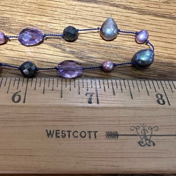 Handcrafted Genuine Freshwater Pearl Lavender Purple Tones Illusion Necklace - Picture 3 of 4